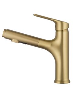 Смеситель для раковины Wonzon & Woghand WW-AE4151-BG с выдвижным изливом брашированное золото